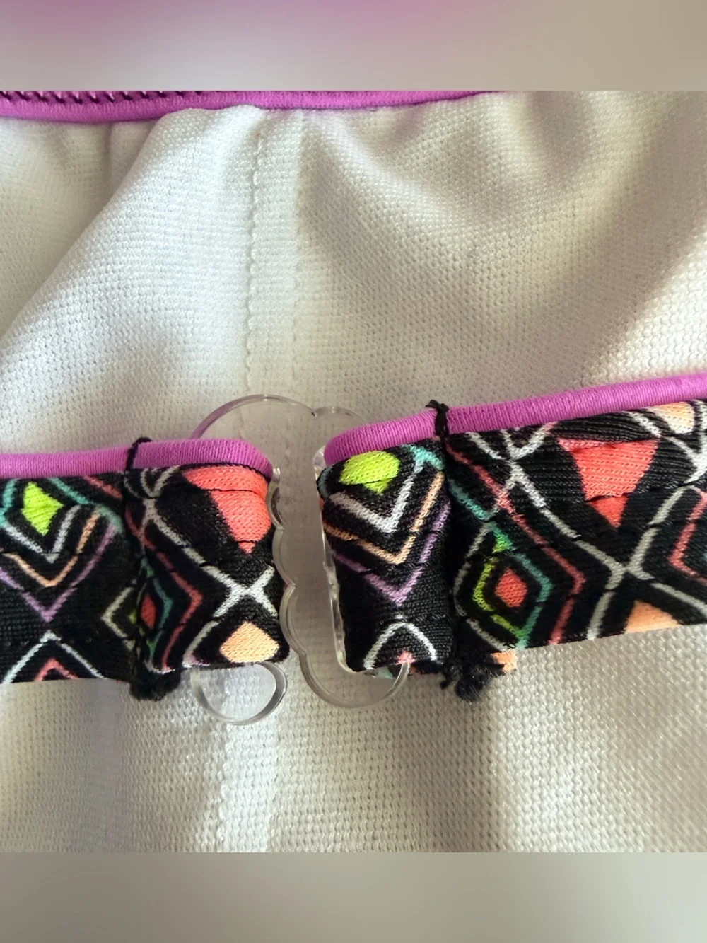 SO Girls Black Geometric Pink Accent Tankini Top. Size S